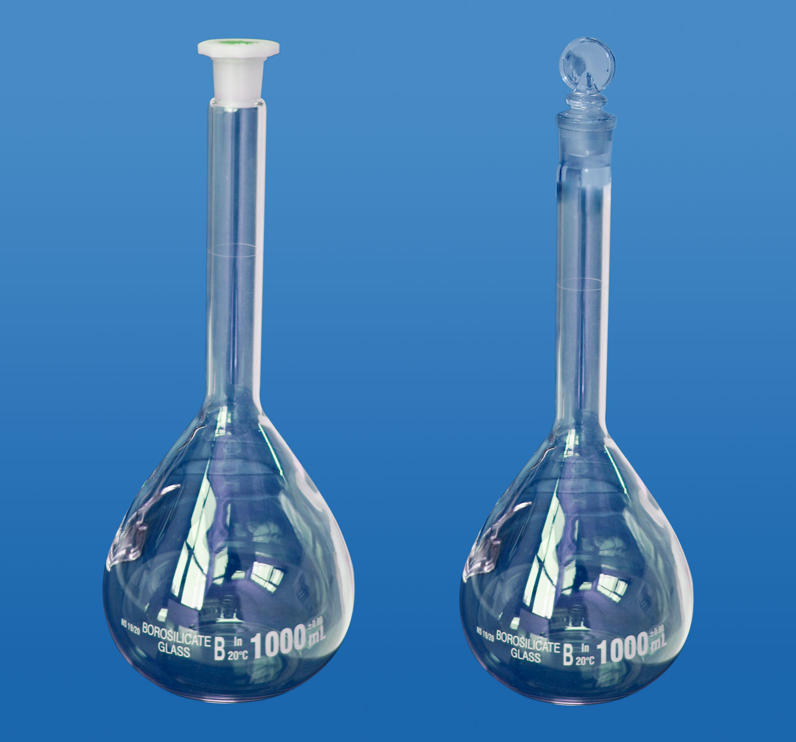 Volumetric Flasks, 'Clear Glass' PP Stopper & Glass Stopper Volumetric Flasks, Glassware